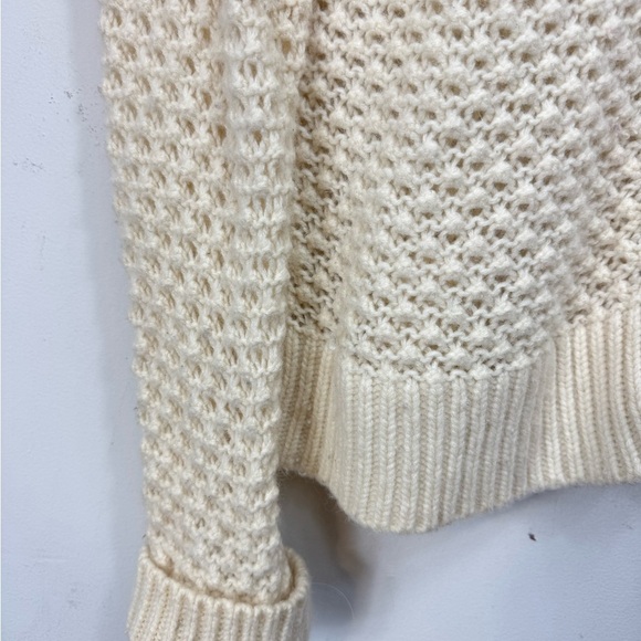 LL Bean Size Large Ivory Open Knit Cardigan Sweater Wool Angora Textured - Picture 6 of 6